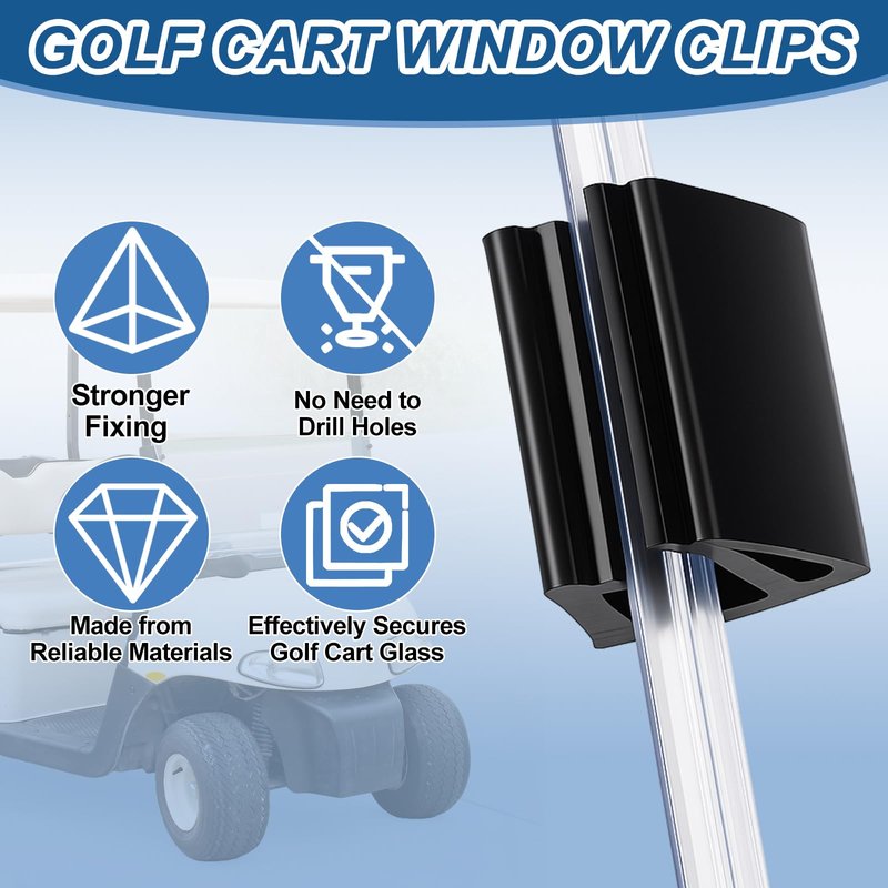 Maasechs 3 Pcs Golf Cart Living Hinge Retaining Clips Kit Include 1 Pcs 48 Inch Clear PVC Windshield Hinge 2 Golf Cart Window Clips for 1/4" Plexiglass Material Acrylic Panels