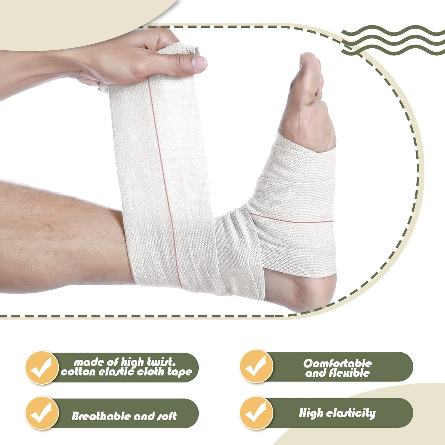 Nuanchu 2 Rolls Adhesive Elastic Tape Bandage Wrap Flexible Stretch Bandages for Sports Ankle, Knee and Wrist Pet Vet Horses Wrap(2 Inch Wide,White)