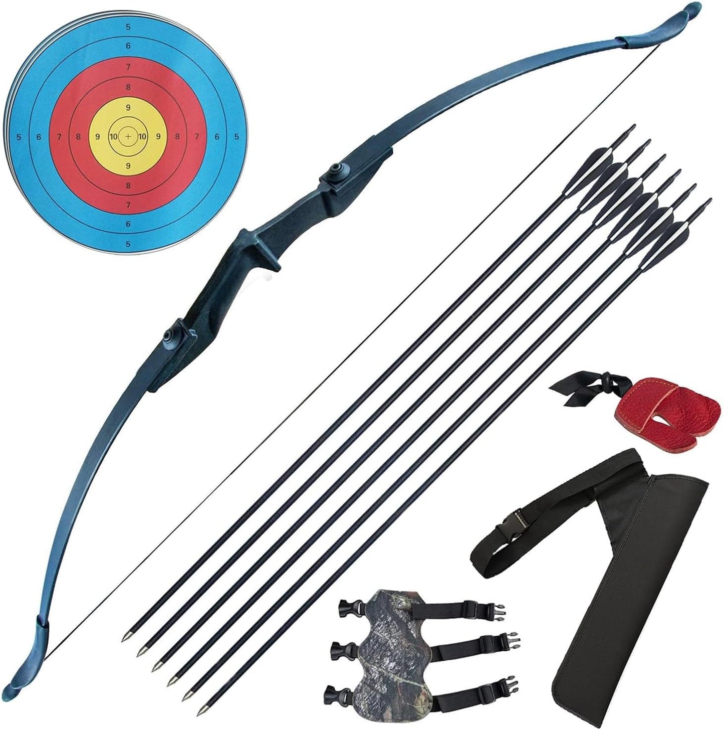 Tongtu Recurve Bow - Takedown Bow Set for Right & Left-Handed Beginners | 30lb & 40lb Options with 6 Arrows