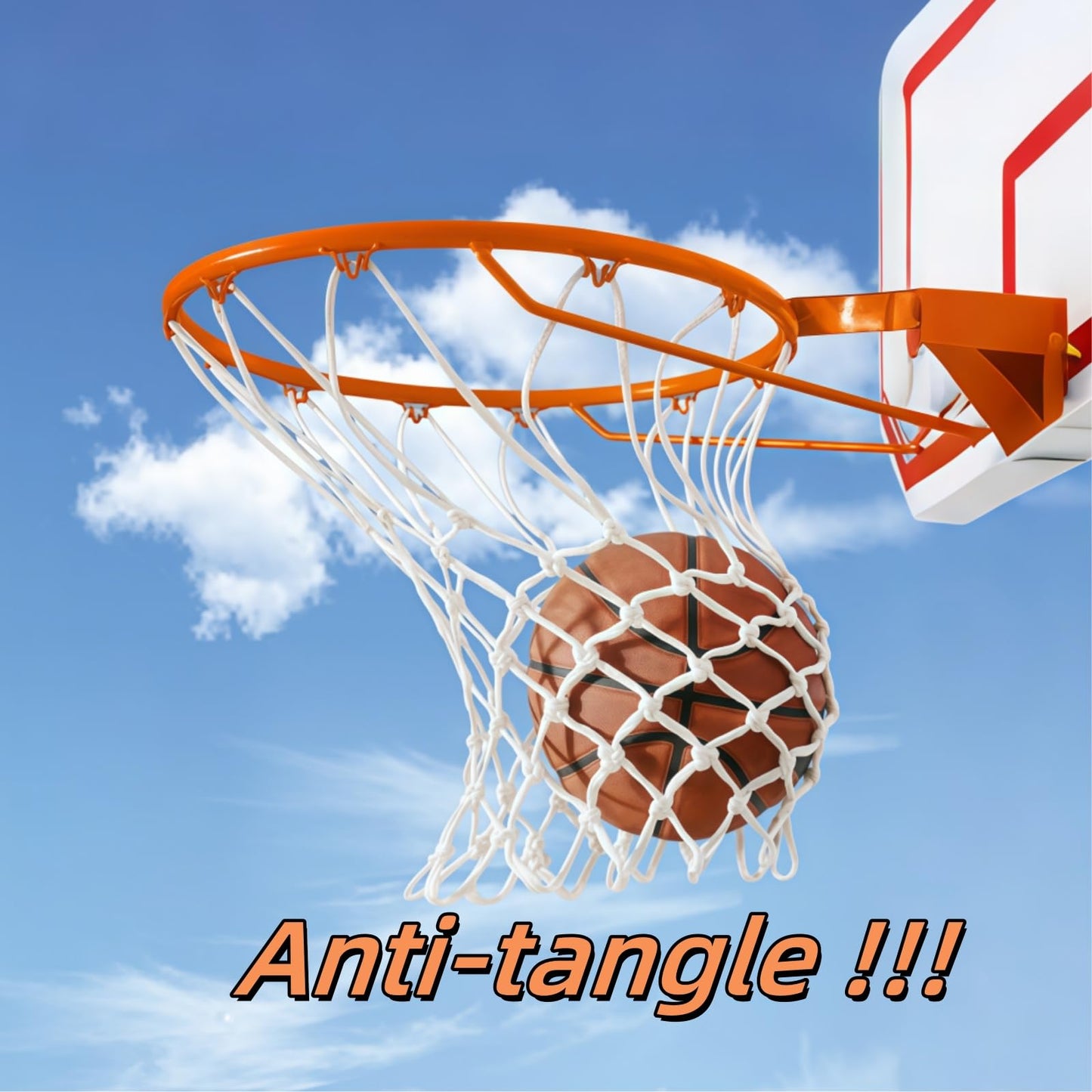 2 Pack Heavy Duty Basketball Net Replacement,2025 Upgrade Heavy Duty Basketball Net, All Weather Anti Whip,12 Loops Fits Standard Indoor or Outdoor Rims (White+Black)