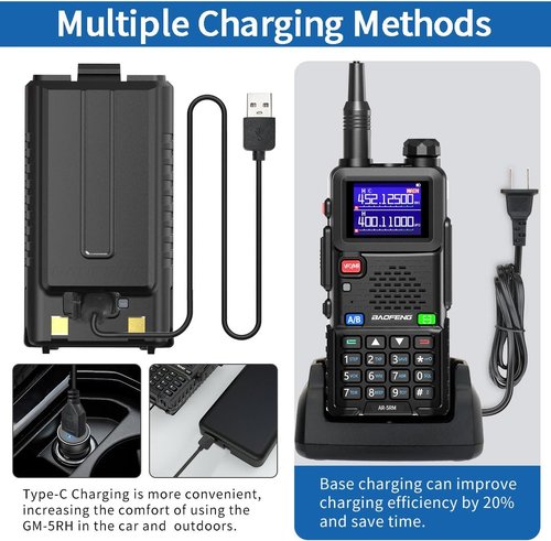 Baofeng AR-5RM Handheld Ham Radio - Long Range 10W NOAA Emergency Tactical Two-Way Radio | 2 Pack with USB-C Charging