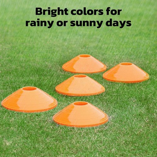 GHB Soccer Cones - Agility Training Field Markers | 25/50/100 Pack with Cone Drills Guide