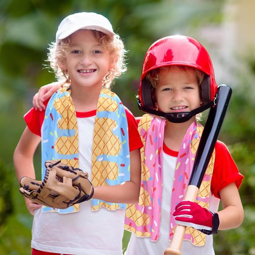 Breling 18 Pcs Ice Cream Drip Baseball Cooling Towel 40 x 12 Inch Ice Cream Cooling Towel Breathable Chilly Sport Rags Absorbent Chilly Washcloth for Sport Party Favors Team Gift