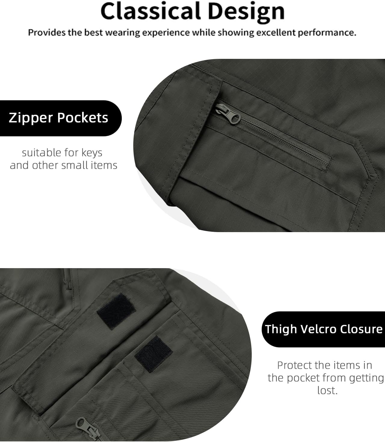 Whox Men's Hiking Cargo Shorts - Tactical Waterproof Design with 6 Pockets for Work & Outdoor Activities