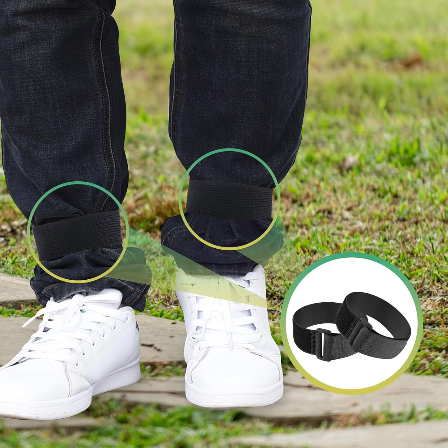 Skiennix 6 PCS Non-Elastic Boot Straps - Adjustable Ankle Straps with Anti-Slip Strips for Outdoor Activities | Black