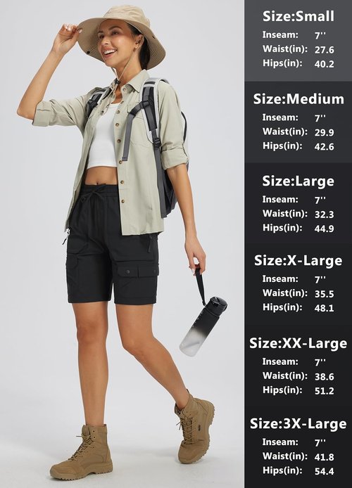Libin Women's Hiking Shorts - Quick Dry Cargo with Zipper Pockets | Water Resistant, UPF 50+