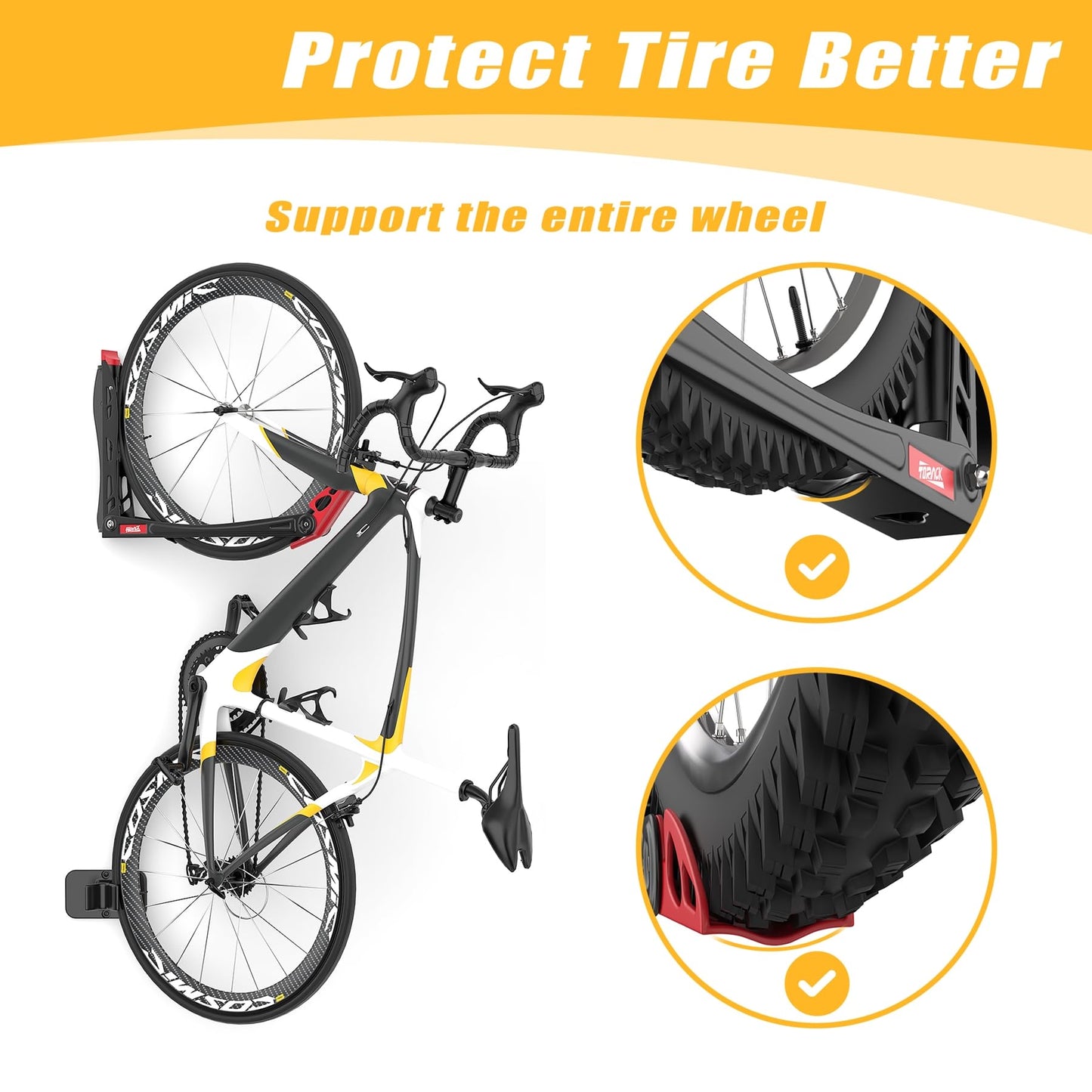 TORACK BIKEPAL No Lift Swivel Bike Rack, Space Saving Vertical Wall Mount Bike Holder for Garage Storage (1 Pack)