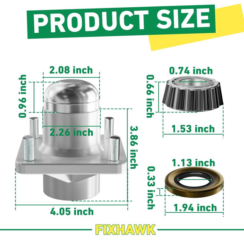 FIXHAWK Club Car DS Hub Kit,Club Car Front Wheel Hub and Bearings Seals, Fit for 1981-2003 Club Car DS Golf Cart, Replace OEM# 1011892 11011102 1011153 1011889 1011894