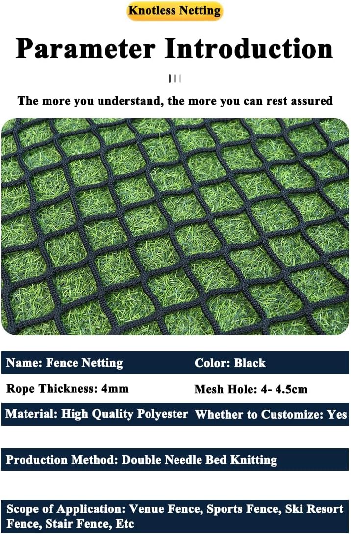Skiennix Black Safety Rope Net - Knotless Protective Guardrail Net for Kids | 0.5m x 2m (1.64ft x 6.56ft)
