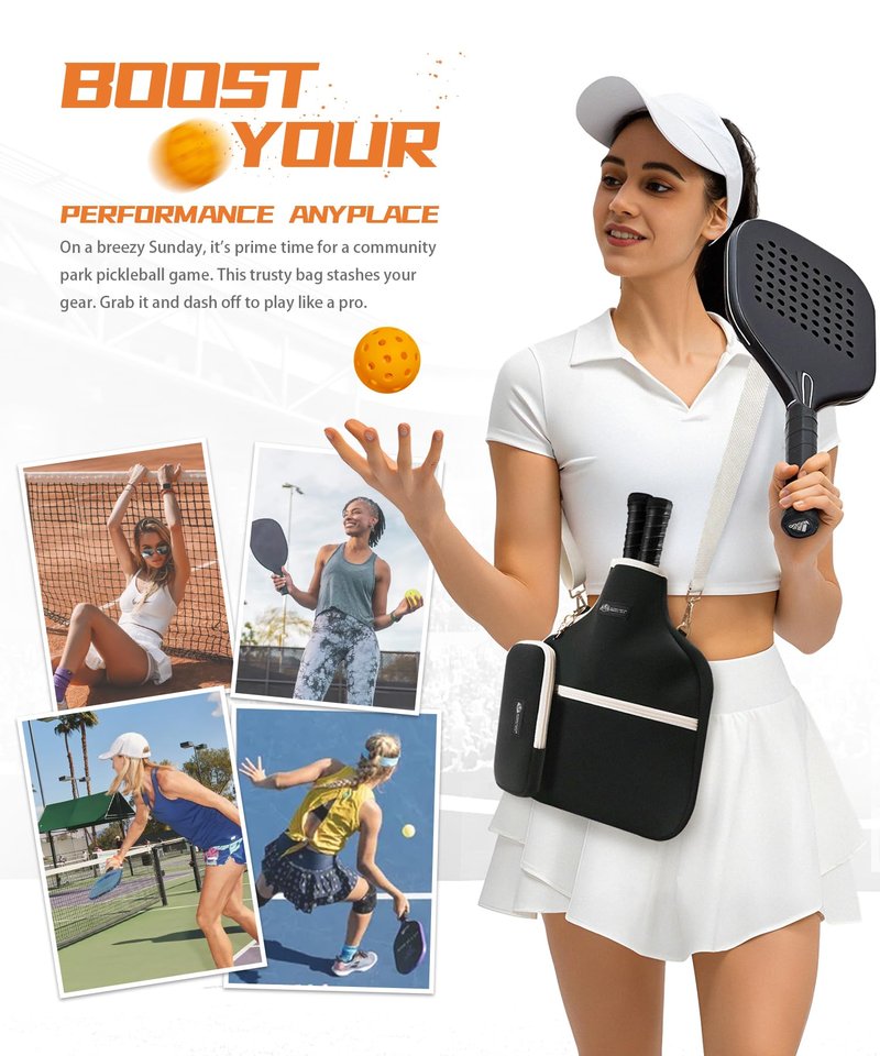 Pickleball Bag Adjustable Crossbody Bag lightweight Pickle Ball Paddle Bag Equipment Single Racket Bag- Holds Paddles, Balls, Accessories with Water Bottle Bag and wallet for Men and Women (Green)