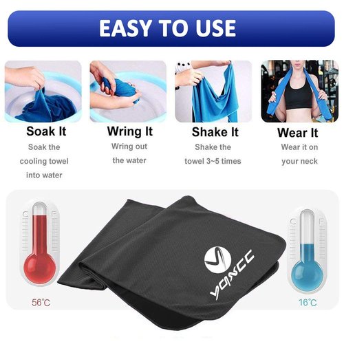 YQXCC Cooling Towels | 4 Pack 40"x12" | Cool Cold for Neck | Microfiber Soft Breathable Chilly | for Yoga, Golf, Gym, Camping, Running, Workout & More Activities