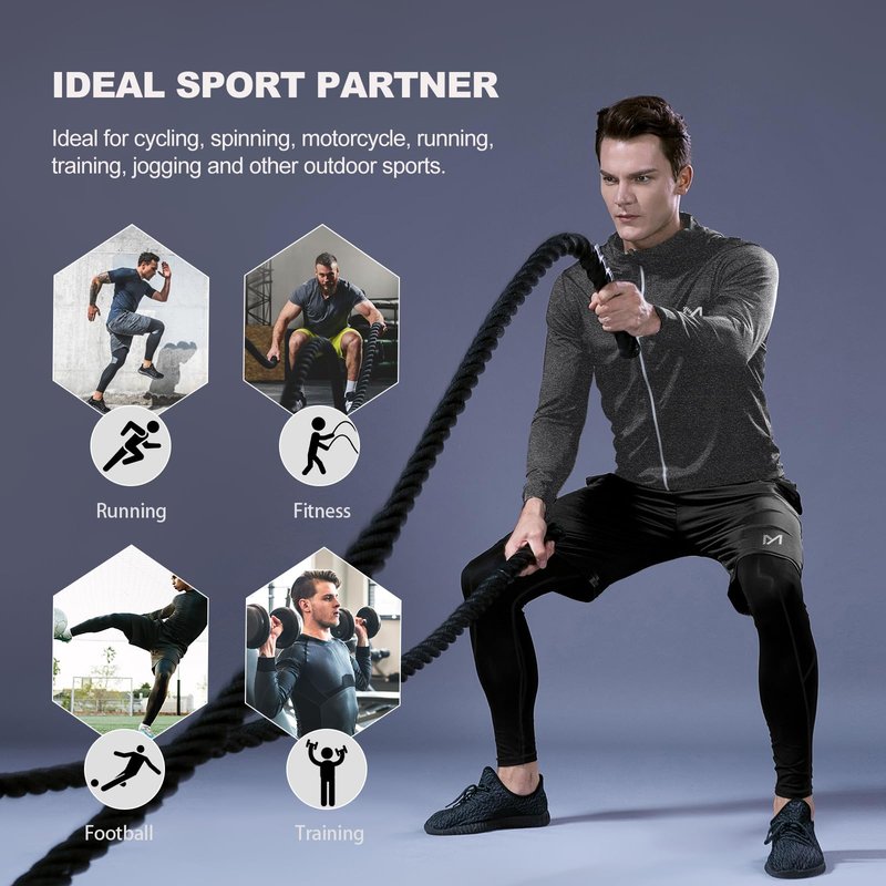 MEETYOO 4/5 Pcs Men's Compression Sets Pants Long Sleeve Shirt Athletic Shorts Running Jacket