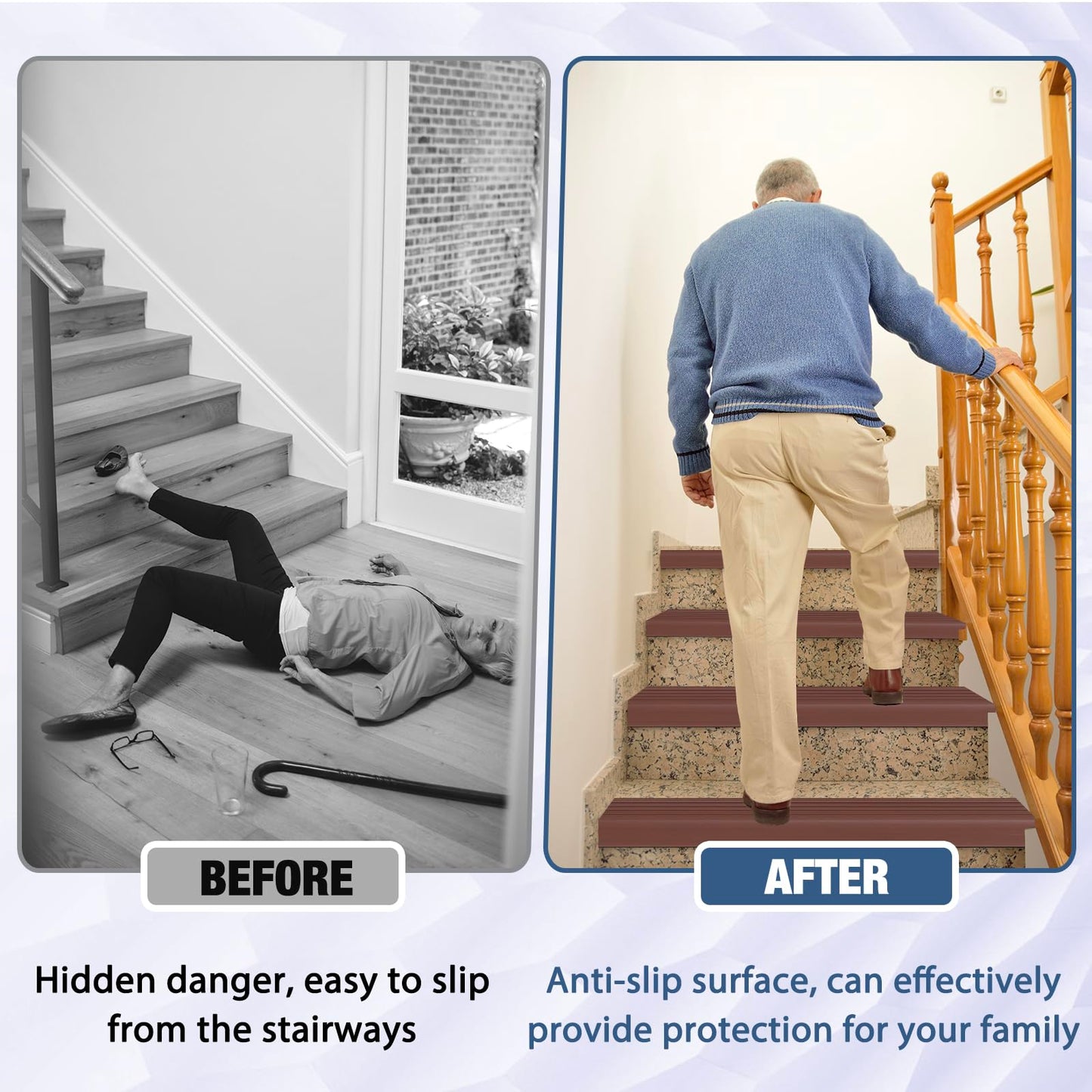 Stair Edge Trim Self Adhesive Vinyl Stair Nosing Molding Trim Non-Slip Rubber Nose Protector Peel and Stick Anti-Slip Edging for Indoor & Outdoor Use (Brown, 4 in x 3.3 Ft)