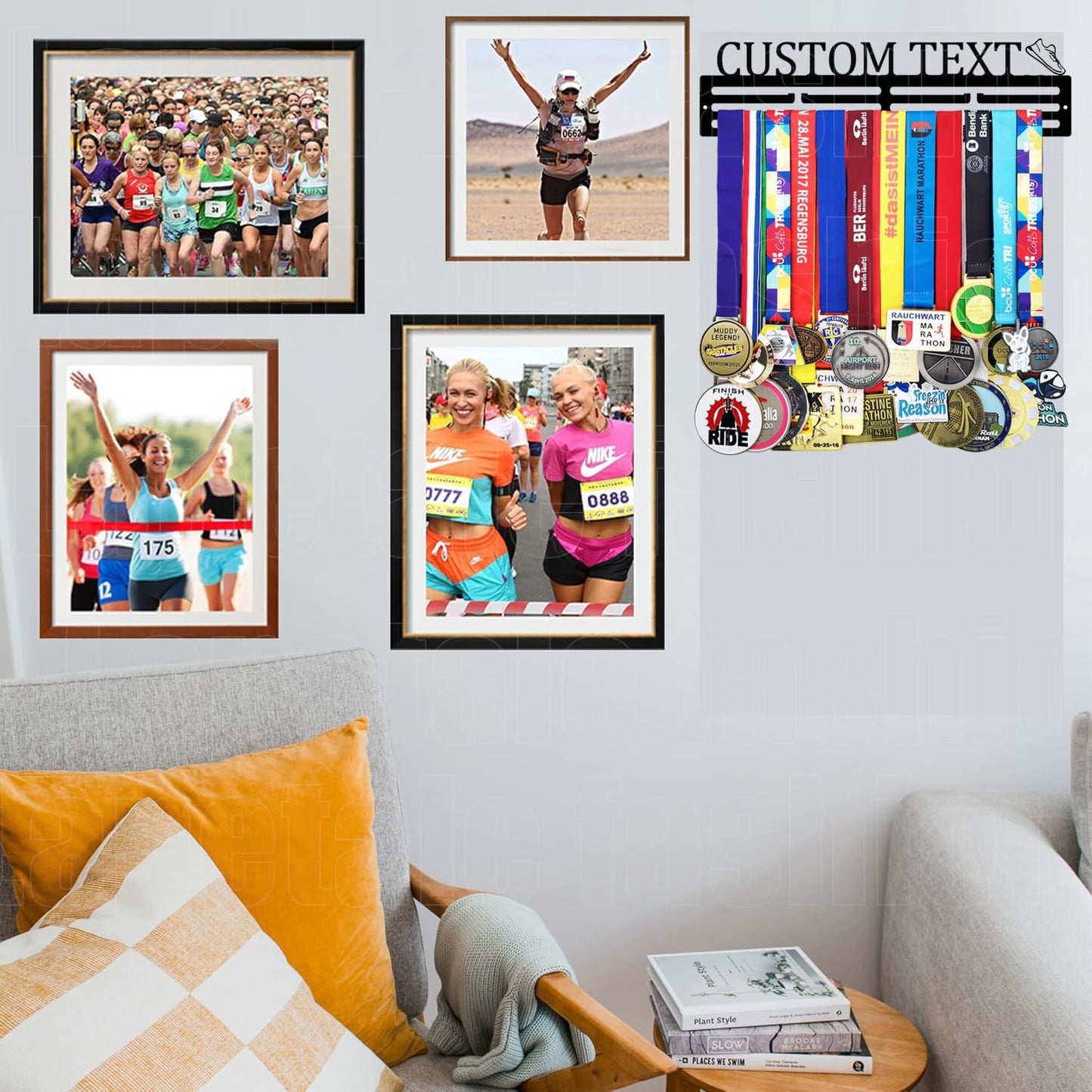 Skiennix Personalized Medal Holder - Custom Name Display Rack for 63 Awards Ribbons | Metal Wall Mount