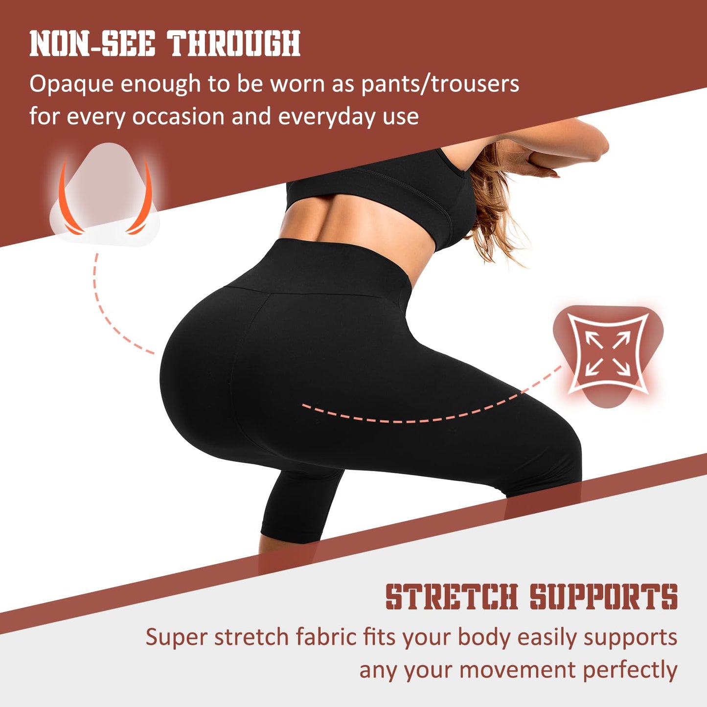 SINOPHANT Capri Leggings for Women - 2 Packs Buttery Soft Yoga Pants for Gym Athletic Black XXL