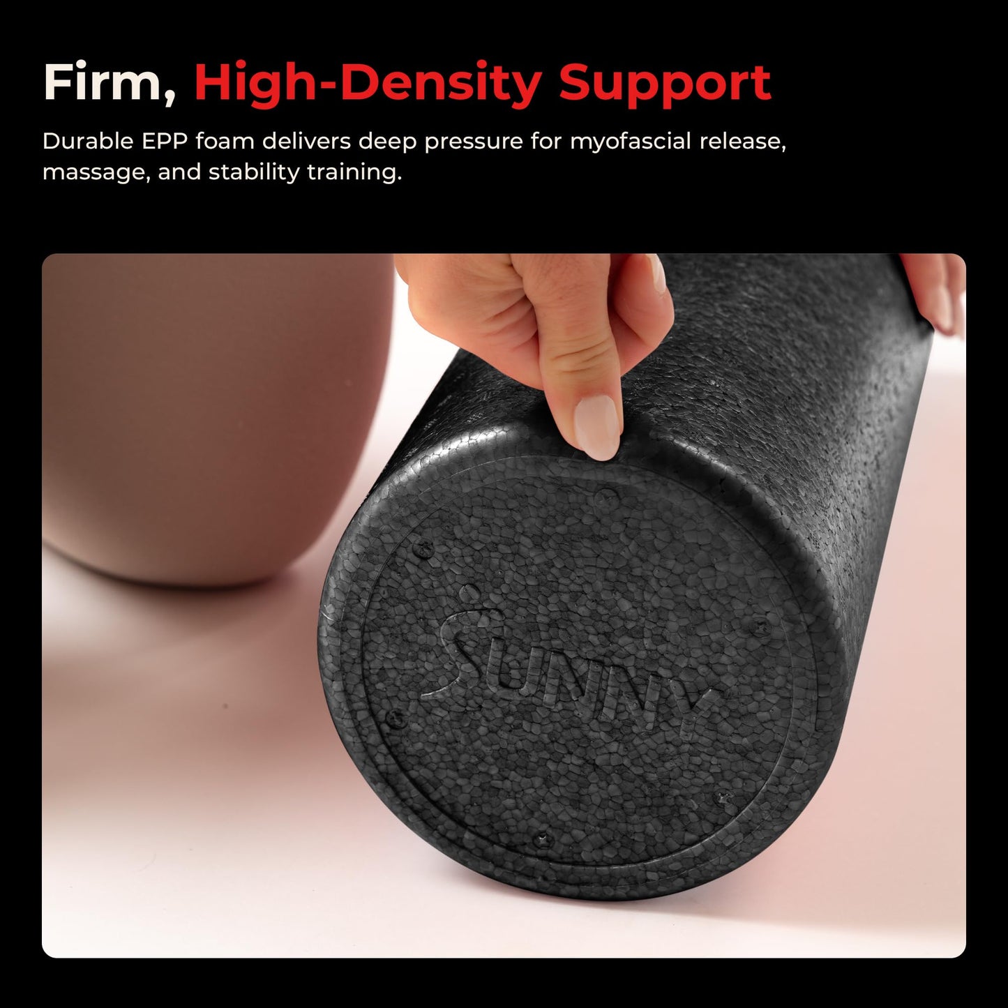 Sunny Health & Fitness 12" Black High-Density Yoga Foam Roller