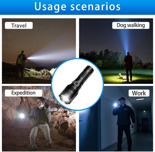 E-SHIDAI Rechargeable Flashlight, Tactical Flashlights 10000 High Lumens, USB C Bright Flashlights, Handheld LED Flashlight Rechargeable 5 Modes for Home,Camping, Police, etc