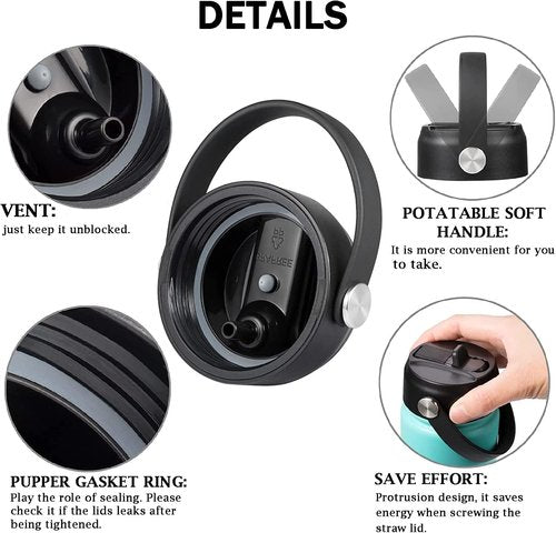 Hydro Flask Flex Straw Lid - Replacement Cap for 20/32/40 Oz Wide Mouth Bottles | Convenient Handle