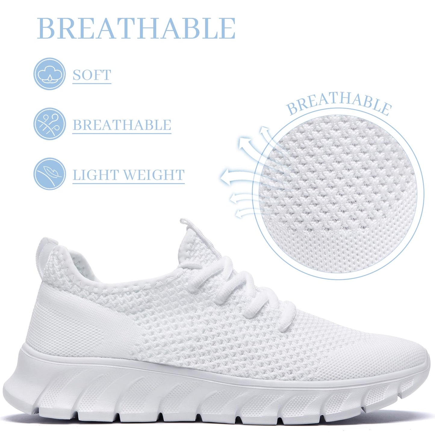 RJYWGS White Sneakers for Women Men Tennis Shoes Running Gym Sneaker Slip On Walking Lightweight Athletic Workout Fashion Sports Shoes White Size Women 6/ Men 5