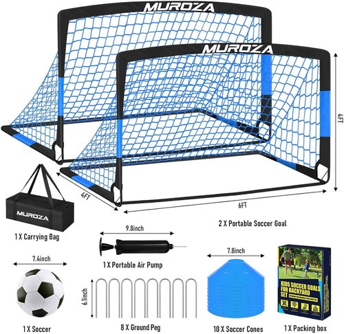 Kids Soccer Goals by [Brand Name] - Portable Pop-Up Soccer Nets Set with Ball & Cones for Backyard Fun