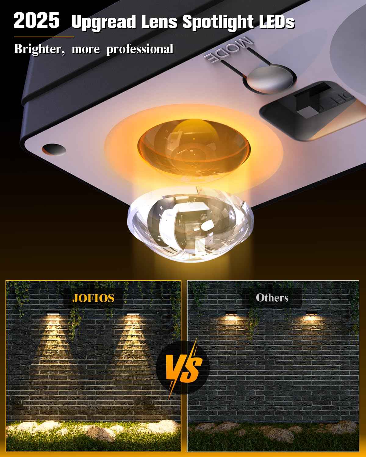 JOFIOS Solar Fence Lights 12 Pack, 50 Lumens Outdoor Fence Solar Lights with 12 Modes RGB Color Glow LED Solar Lights Outdoor Waterproof, Solar Lights for Patio, Backyard, Deck, Fence, Railing.