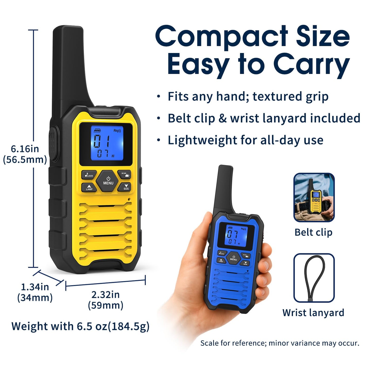 Wishouse K15 Walkie Talkies Long Range for Adults, Rechargeable Two-Way Radios 4 Pack, 2W FRS, 22 Channels, USB-C, Flashlight, NOAA/SOS, Quick Pair, for Camping & Hunting, Emergency Use