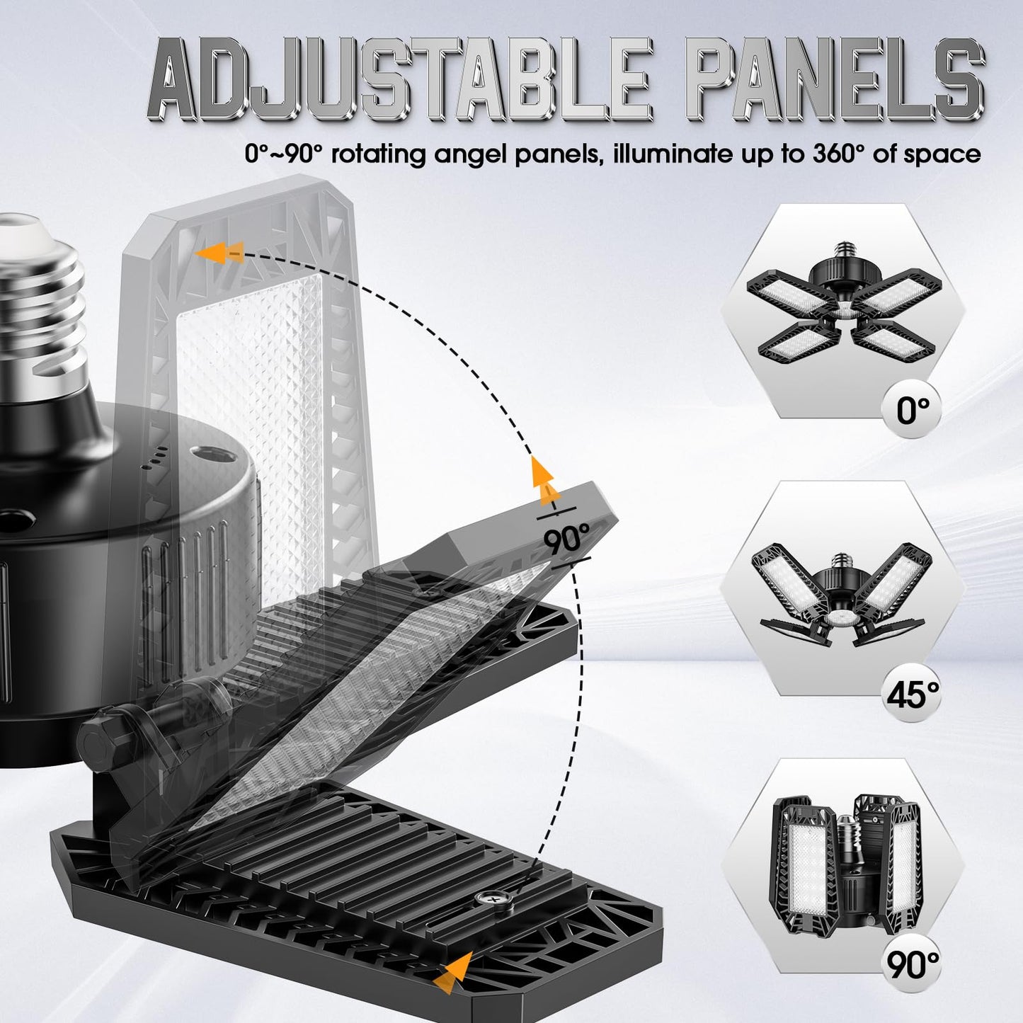 TOPAUBUB Garage Light 1 Pack 120W, 12000LM LED Lights for Garage with 4+1 Deformable Panels 6500K Screw in LED Shop Lighting for Workshop, Basement Support E26/E27