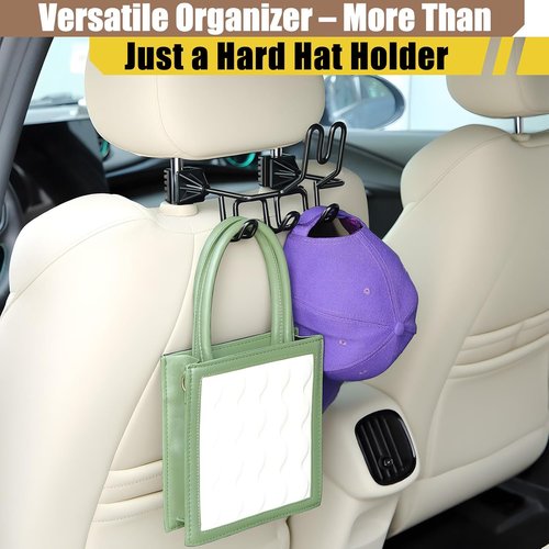 Enhon Hard Hat Holder - Versatile Organizer with 3 Hooks for Safety Gear | Black, 1 Piece