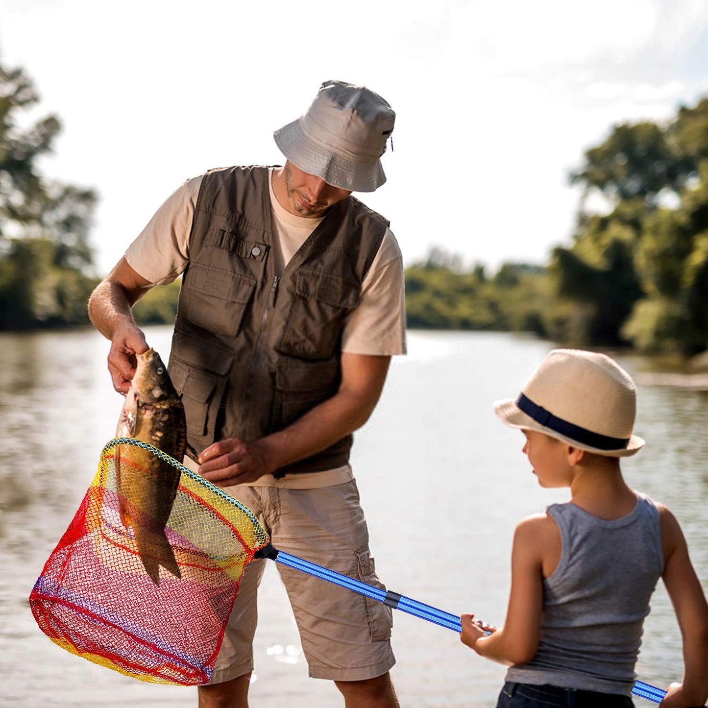 PLUSINNO Kids Fishing Net - Telescopic Lightweight Landing Net with Aluminum Handle | Perfect for Outdoor Fun