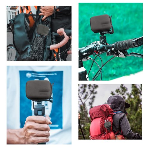 FiTSTILL Grey PU Mini Carrying Case for Go Pro Hero 13/12/11/10/9/8/7/(2018)/6/5 Black,Hard Shell Travel Storage Case for DJI Osmo Action,AKASO,Campark,YI Action Camera and More