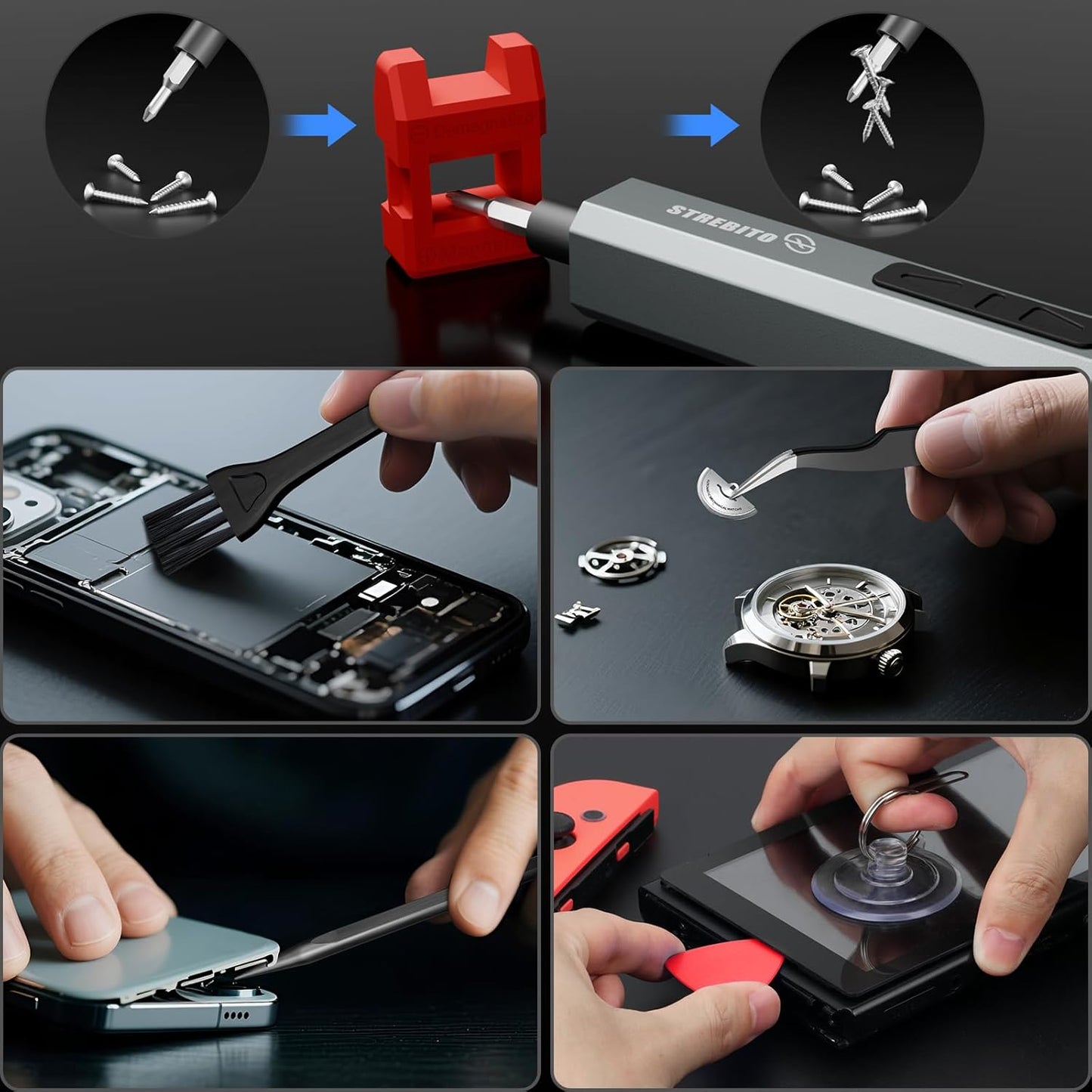STREBITO 144-in-1 Electric Screwdriver Set - Precision Tool Kit with 120 Magnetic Bits for Electronics & PC Repair