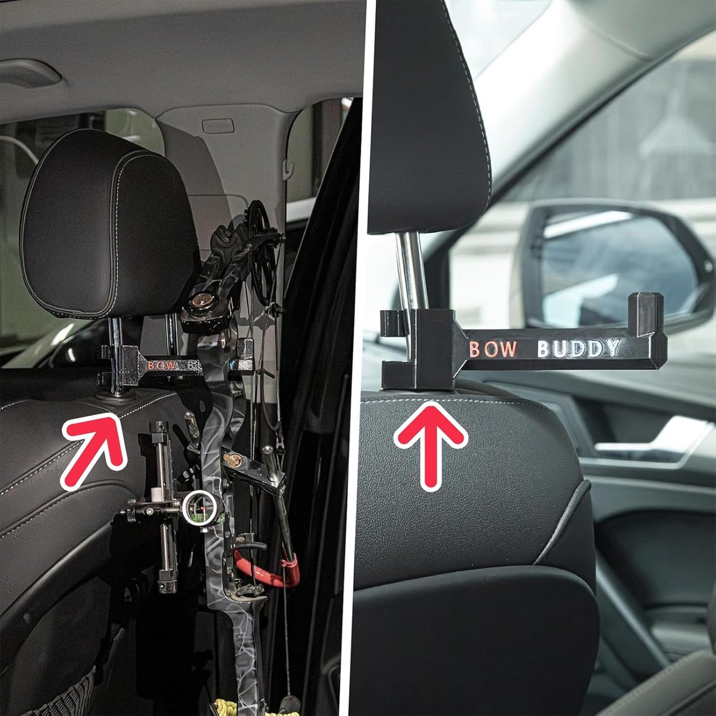 Skiennix Portable Twist-On Headrest Bow Hanger - Secure Mount for SUV & Truck, Ideal for Hunting Gear Organization