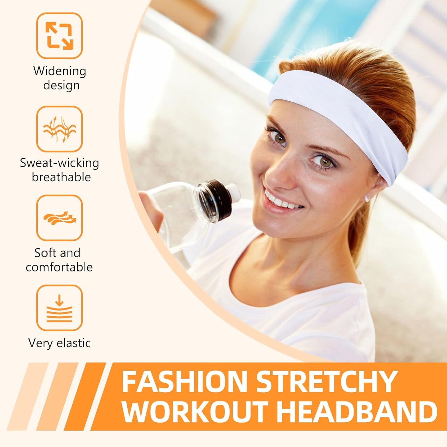 Skiennix 8PCS Non-Slip Sports Headbands - Elastic & Soft for Absorbing Sweat | Perfect for Workouts & Travel