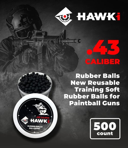 Hawki Rubber Balls - Reusable .50/.43 Cal Soft Training Balls for Paintball Guns | Less Lethal