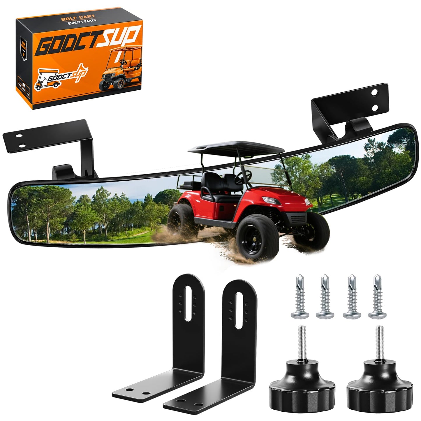 GODCTSUP Golf Cart Rear View Mirror, Universal Panoramic Golf Cart Mirror for Club Car EZGO YAMAHA and Others Carts, Clear View with 270° Adjustable Full Rearview
