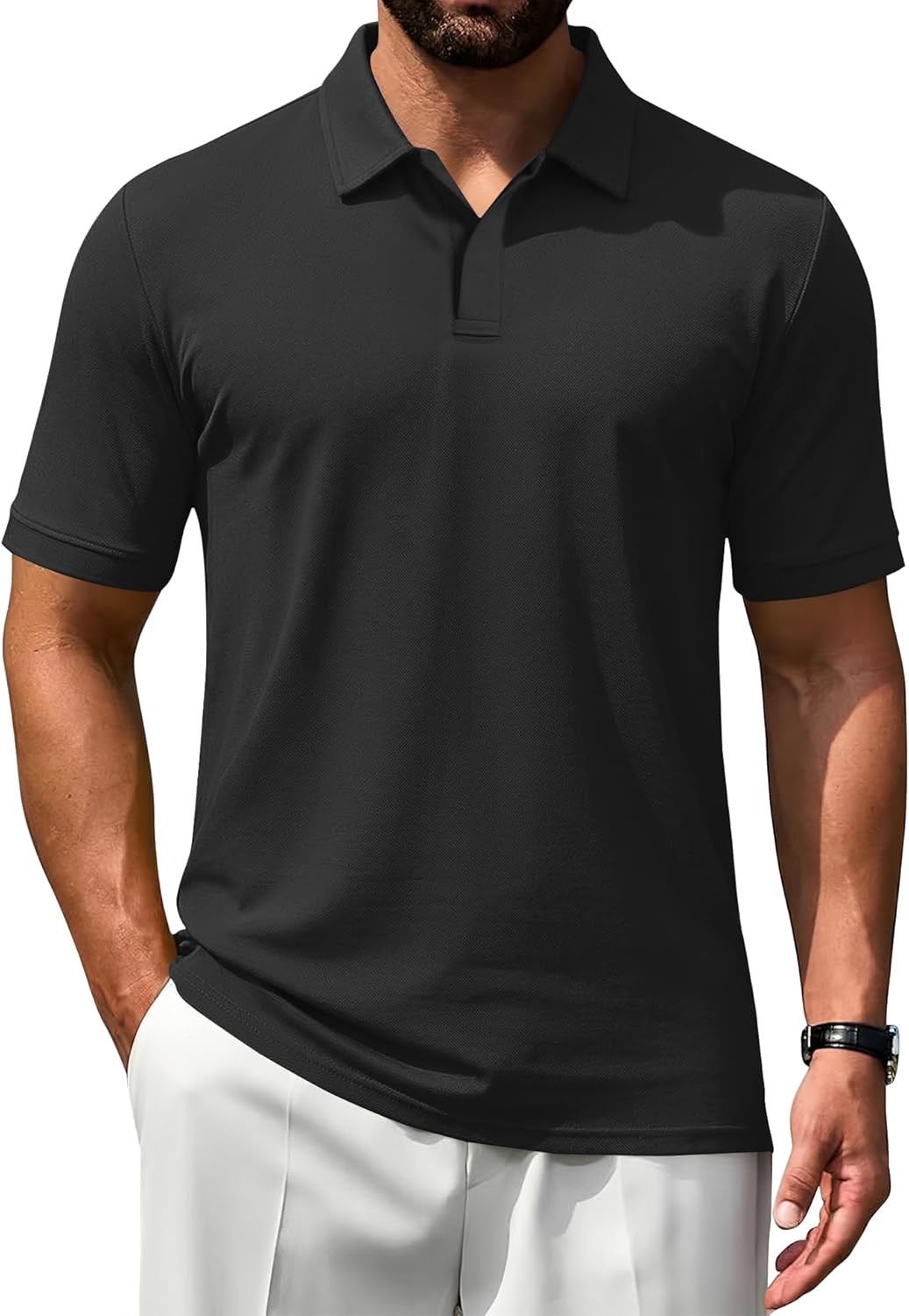 Poriff Men's Polo Shirt - Short Sleeve Golf Top with Moisture Wicking Fabric | Sizes S-3XL