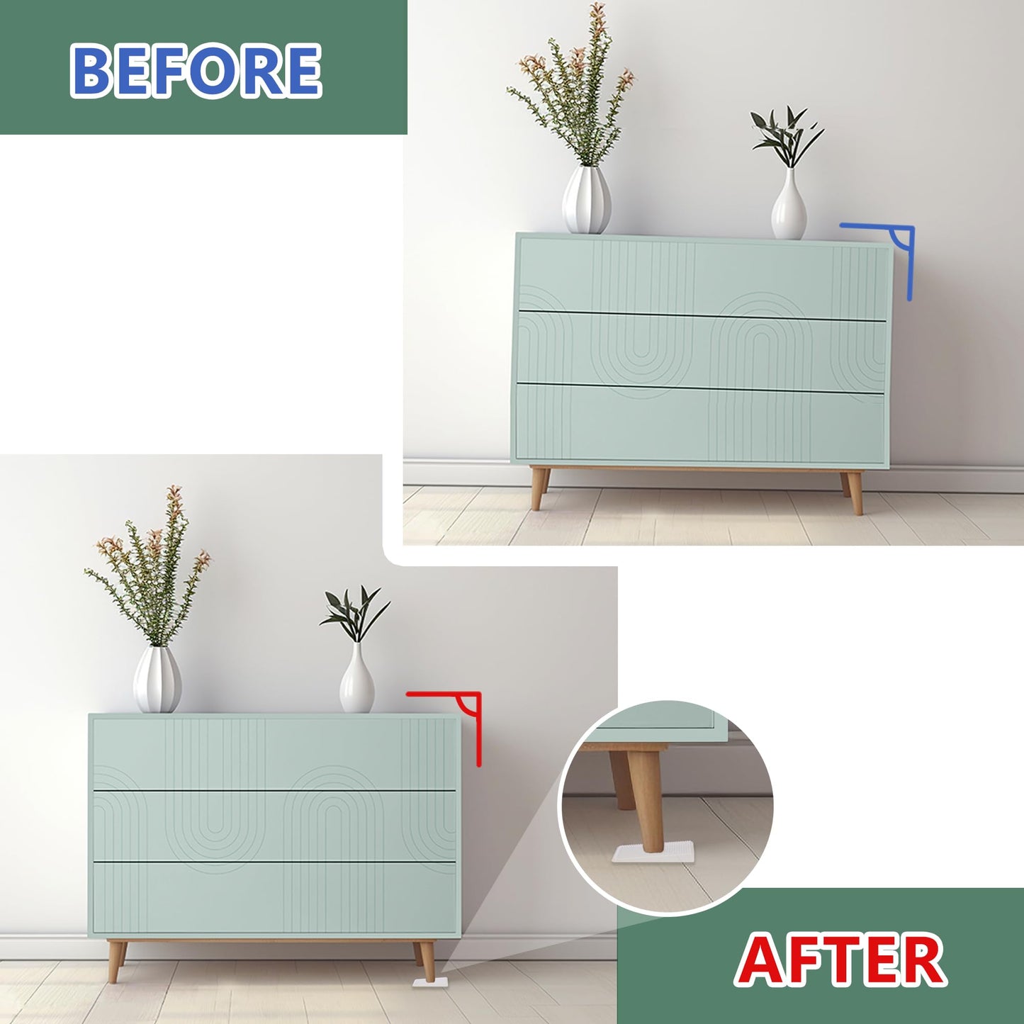 Furniture Levelers, Flexible Plastic Shims Furniture Leveling Wedge Shims Anti-Wobble Pad for Chair Table Couch Bed Toilet for Home Improvement (Clear, 20 Pack)