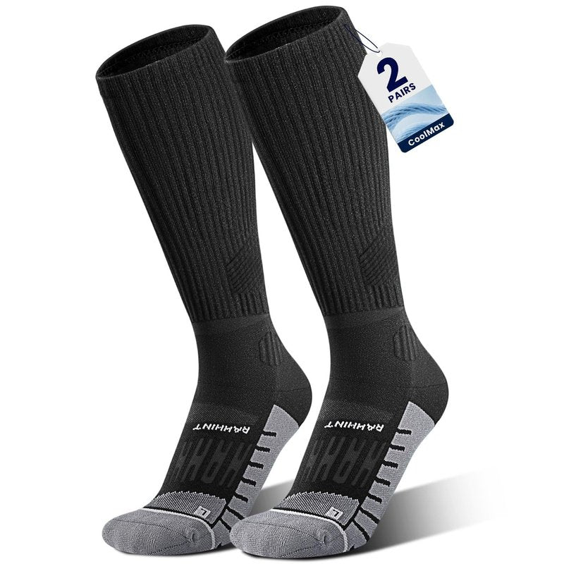 Rahhint Compression Socks for Flying 20-30 mmHg Athletic Socks Knee High Padded Cushion for Long Distance Travel & Running