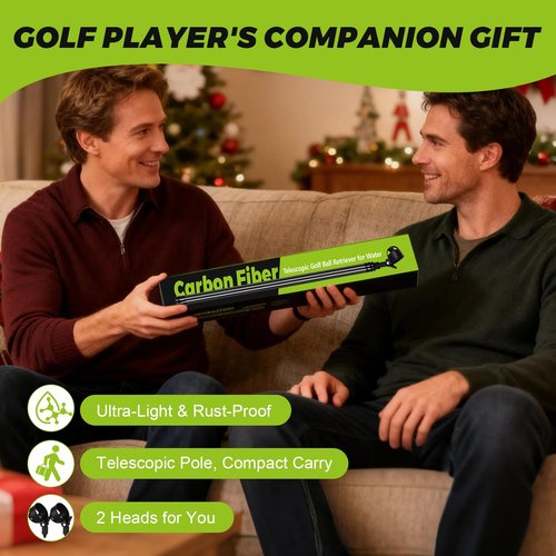 SevnElk 9Ft Golf Ball Retriever Telescopic, Carbon Fiber Golf Ball Picker Upper for Water, Lightweight & Durable Golf Ball Grabber with 2 Claw Sucker Tool, Golf Accessories Gifts for Men Women