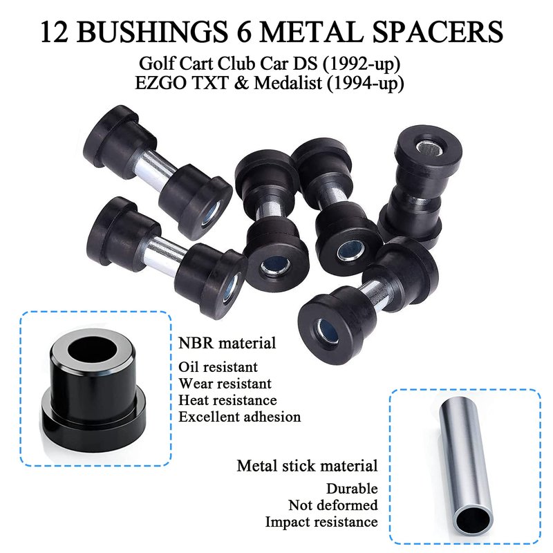 9.99WORLD MALL Rear Leaf Spring Bushing Set fit for Golf Cart Club Car DS (1992-up) EZGO TXT & Medalist (1994-up) Replacement Part 70289-G02 70291-G01 1012303 1015583