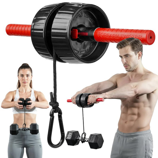 DMoose Fitness Forearm Exerciser - Hand, Wrist and Forearm Strengthener - Durable PVC Anti-Slip Grip Handles and Quick Locking Mechanism - Wrist Roller for Strength Training for Men & Women (Patented)