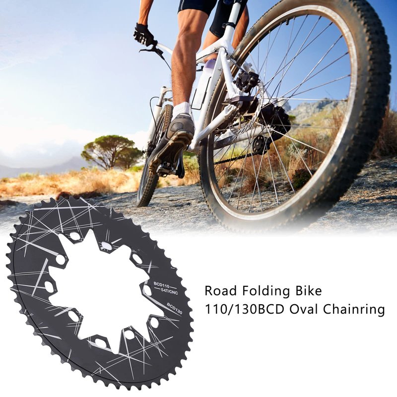 Oval Chainring, Enhanced Power Transfer Narrow Wide Chainring 110/130mm BCD 54T for Road Cyclists 7 8 9 10 Speed Bikes Maintenance and Spare Parts