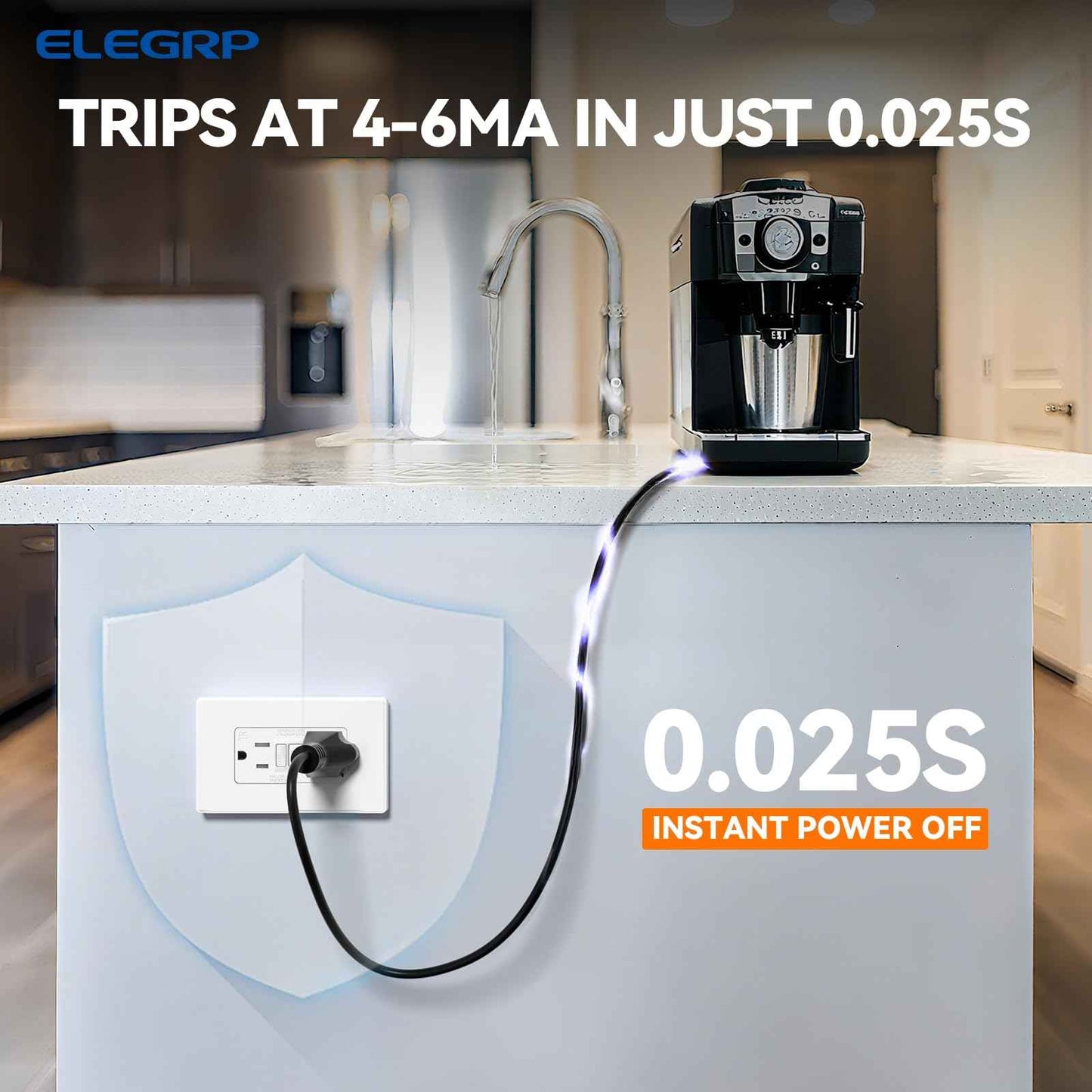 ELEGRP GFCI Outlet 15 Amp, Self-Test GFI Electrical Outlet with Thinner Design, TR Tamper Resistant GFCI Receptacle, Ground Fault Circuit Interrupters with Wall Plate, UL Listed, Matte White, 6 Pack