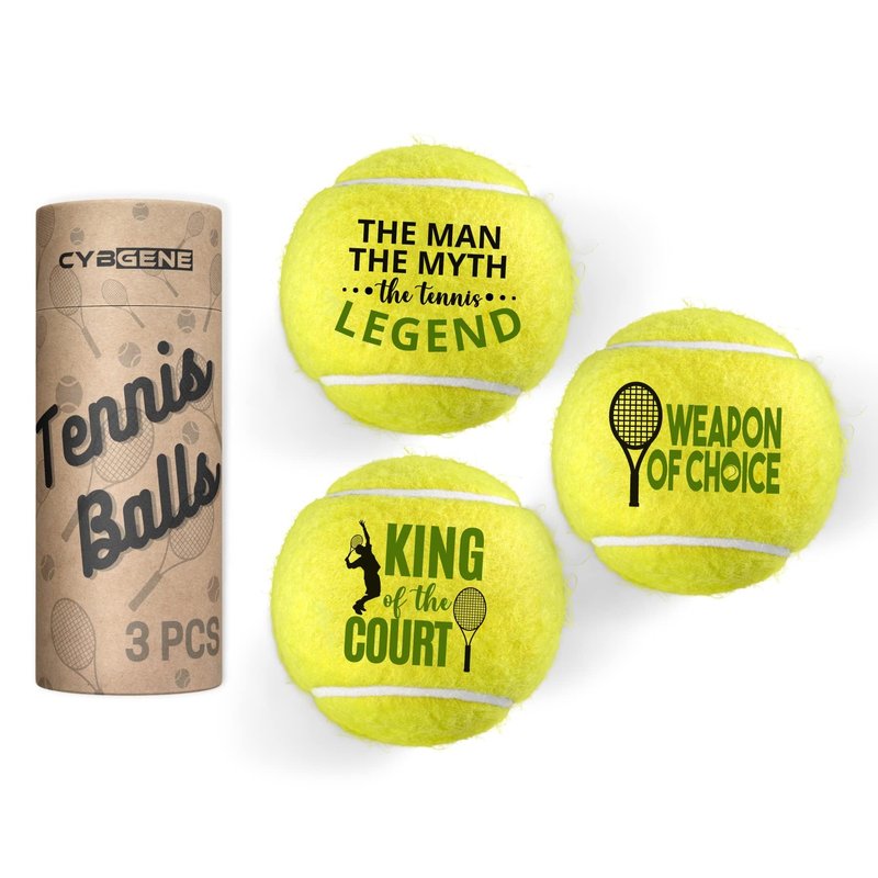 CybGene Tennis Gifts, Set of 3 Unique Tennis Balls with Gift Package, Perfect for Tennis Teammate, Partners - Men