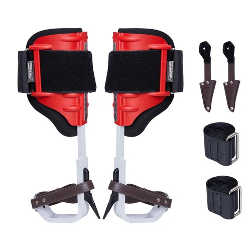 VEVOR Tree Climbing Spikes, 1 Pair Aluminum Climbing Spurs, 350lbs Load Capacity Tree Climbing Gear with Straps and Spike Protectors, Arborist Equipment for Climbers, Hunting, Fruit Picking, Red