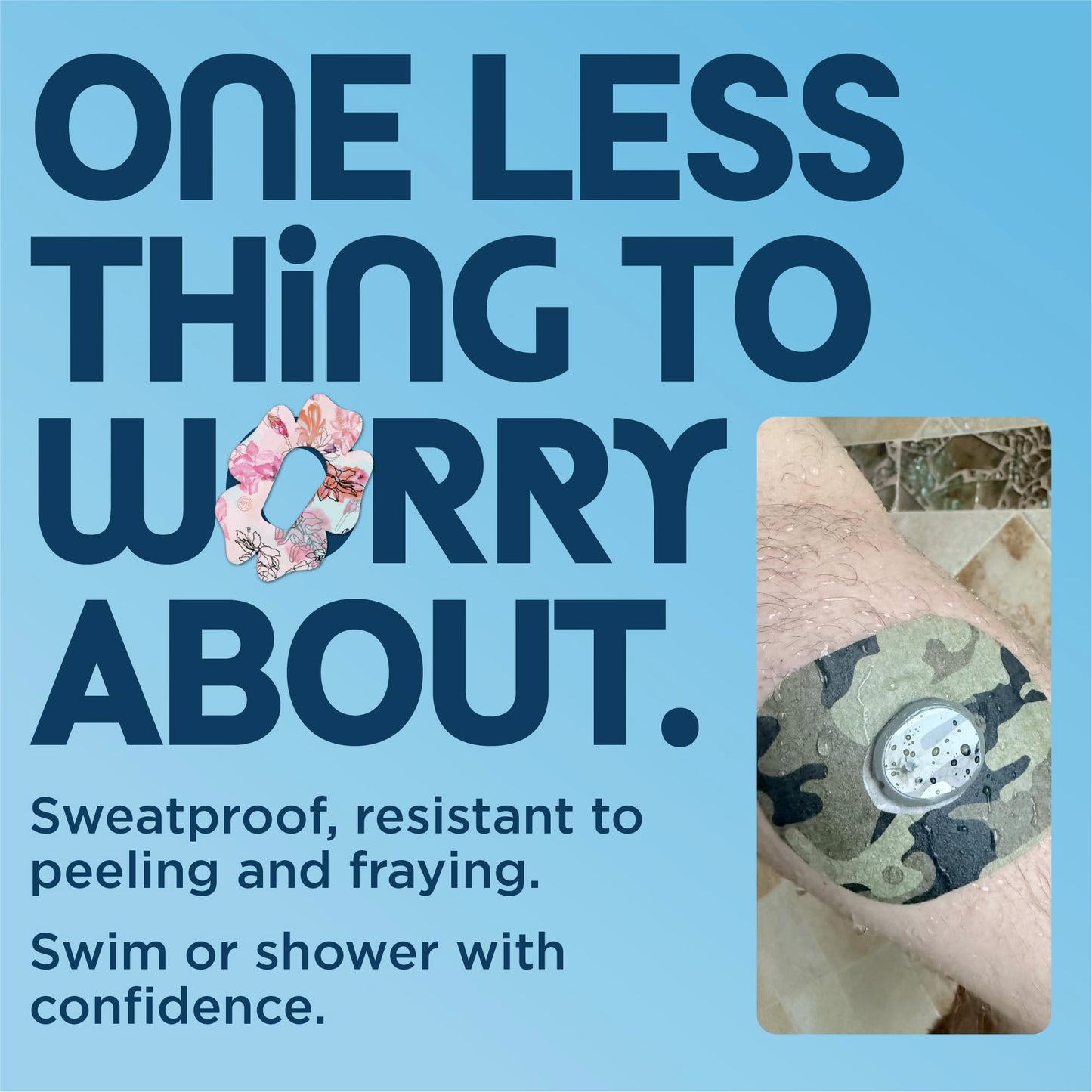 ExpressionMed - Adhesive Patches for Dexcom G7 and Stelo (5-Pack) - Made in The USA, Waterproof, Split Backing, CGM Tape (Flower Bomb)