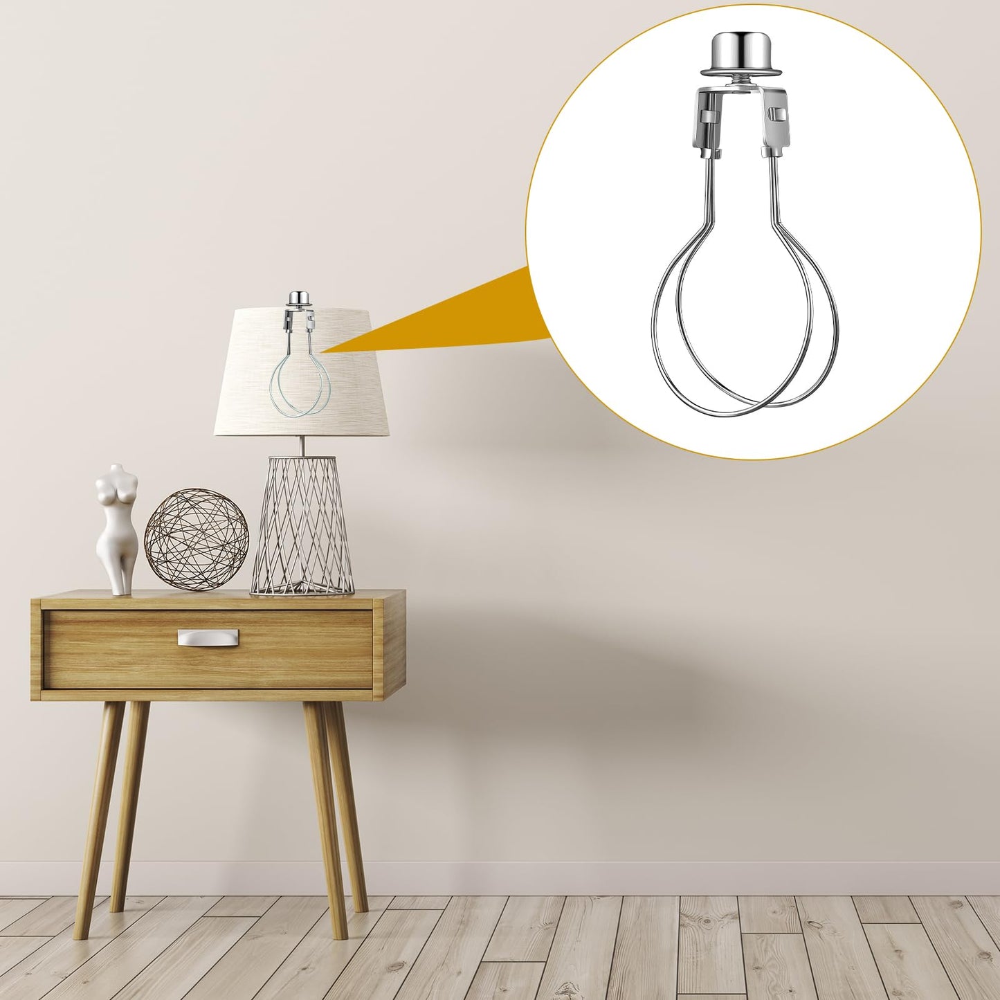 Honoson 4 Pcs Bulb Lamp Shade Light Bulb Clip Adapter Includes Finial and Lampshade Levellers for Replacement (Silver)