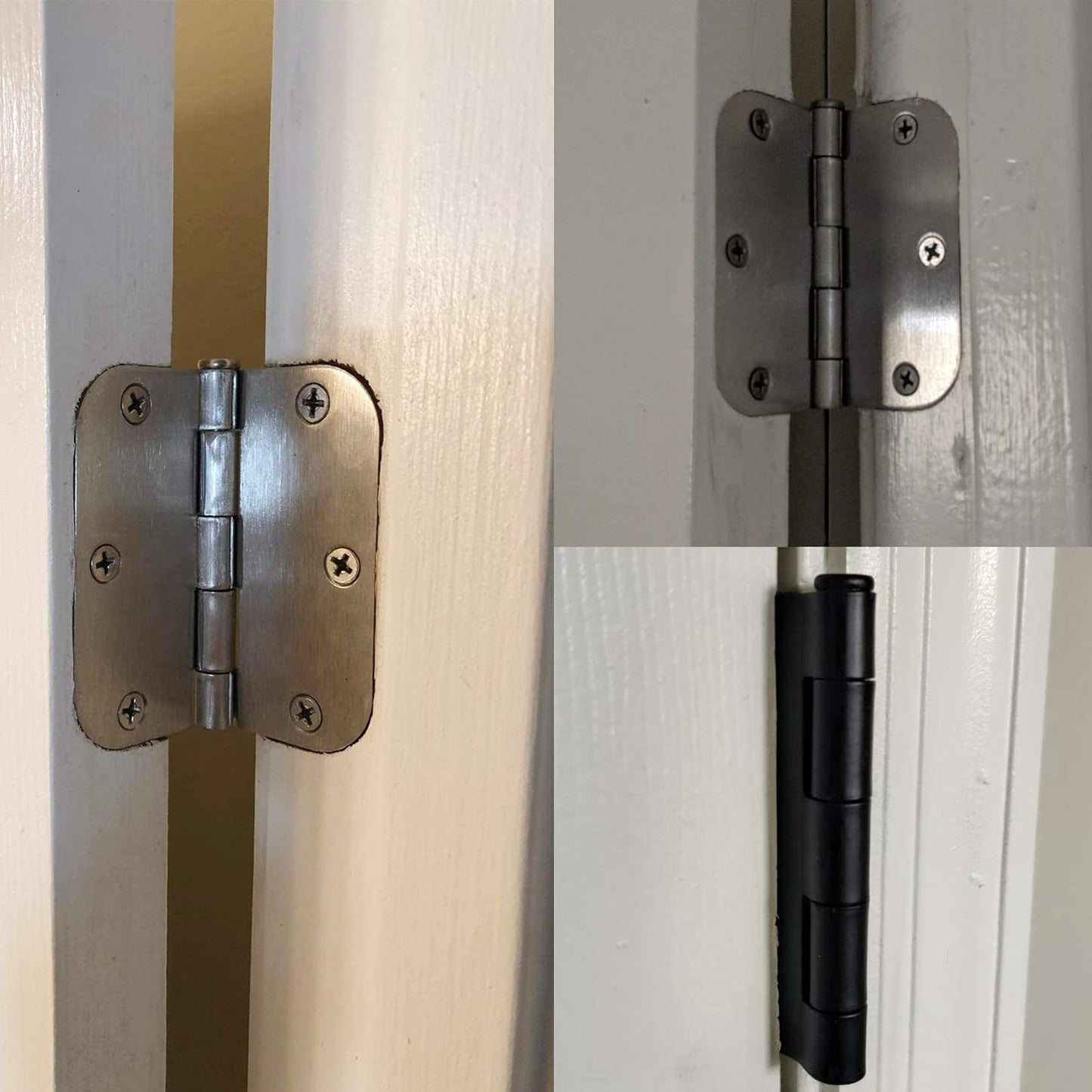 Cando 18-Pack Satin Nickel Door Hinges - Heavy Duty 3.5 Inch x 1/2" Rounded Radius for Interior Doors