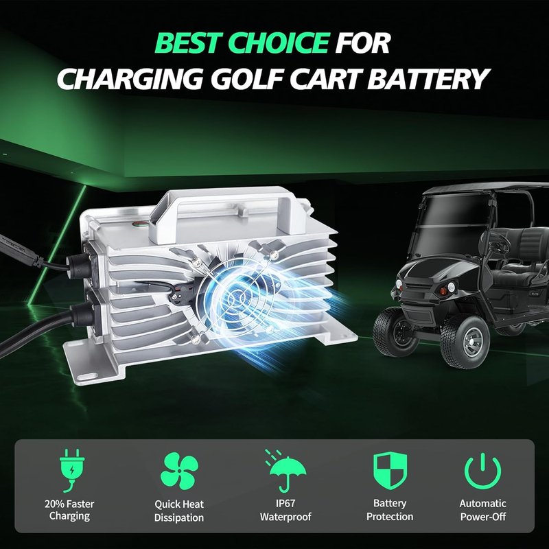 36 Volt Golf Cart Battery Charger, 18 AMP 36 Volt Golf Cart Charger for EZGO TXT with D Style Plug, 900W 36V EZGO Charger, 20% Faster & Safer for Lead Acid Battery, Auto Power-Off & IP67 Waterproof