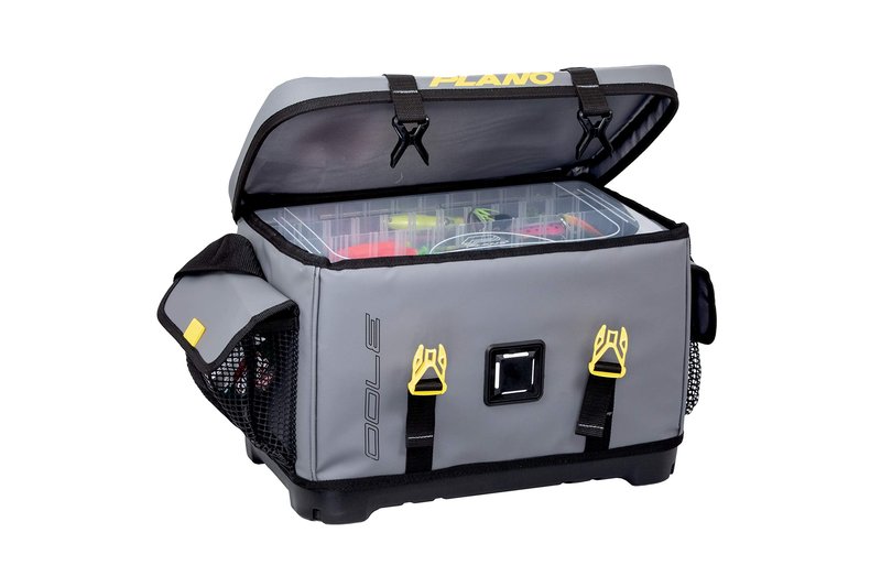 Plano Z-Series 3700 Tackle Bag, Gray, PVC Fabric with Waterproof and Non-Skid Base, Includes 2 3700 StowAway Utility Boxes, Soft Fishing Tackle Storage Bag